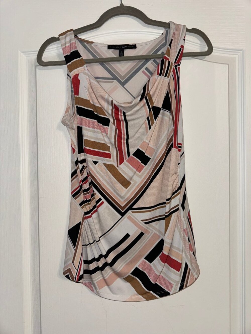 White House Black Market Geometric Cowl Neck Shell Small